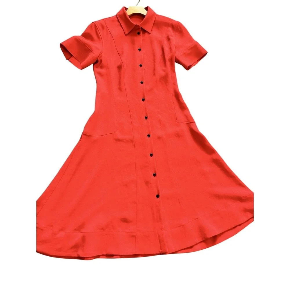 Proenza Schouler White Label Womens Red Short Sleeve Tennis Dress Fit Flare 0 XS